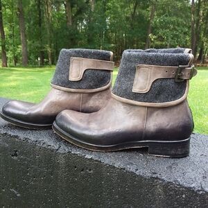 Jo Ghost Italian Women's Stylish Gray and Brown Leather Ankle Boots